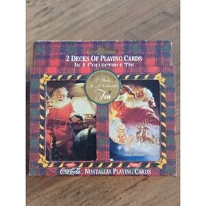 Coca-Cola Nostalgia Playing Cards 2 Decks Collectible Tin Santa 1997 Limited Ed